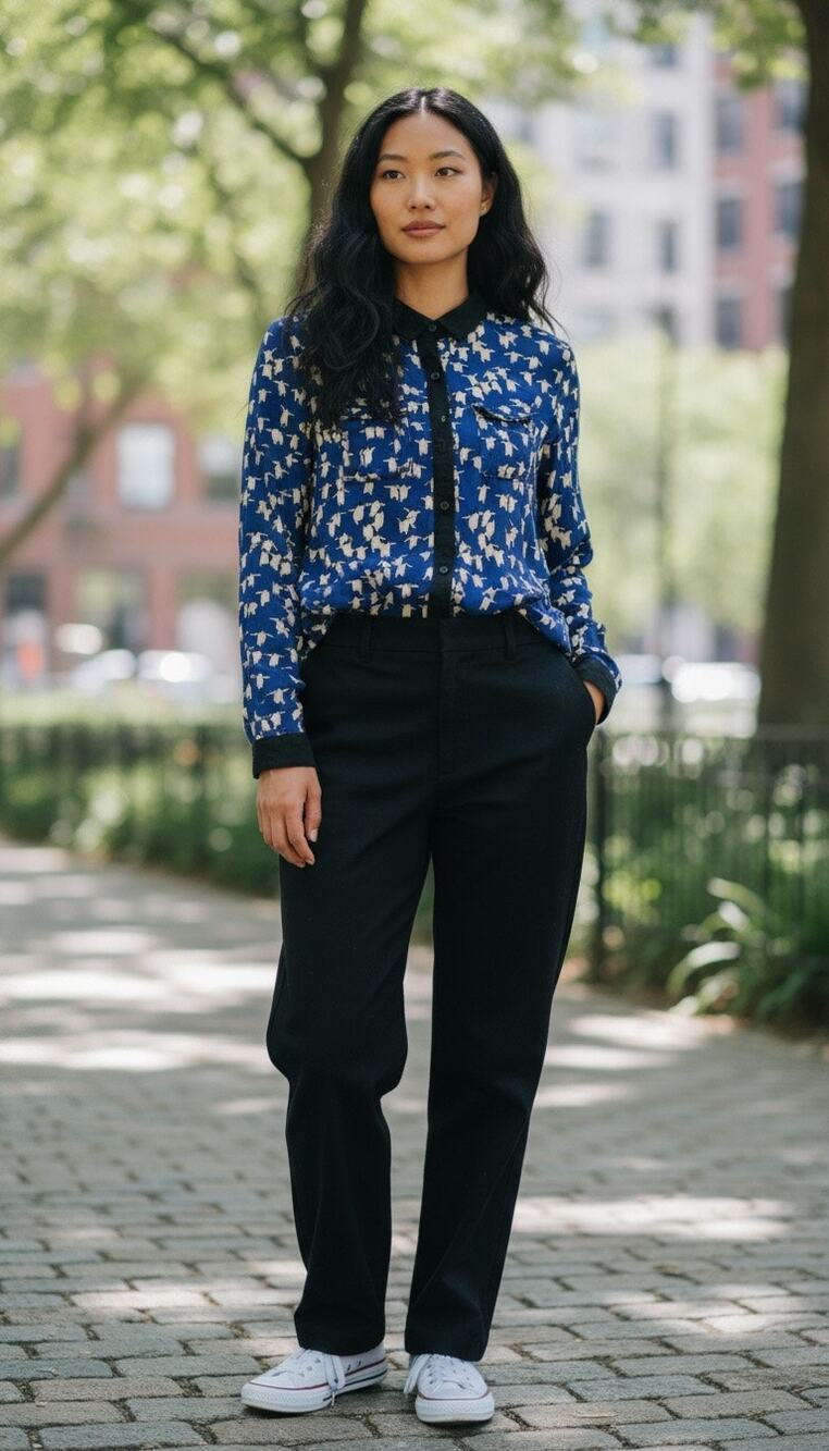 Maeve Anthropologie Penguin Print Button-Up Blouse Size 0